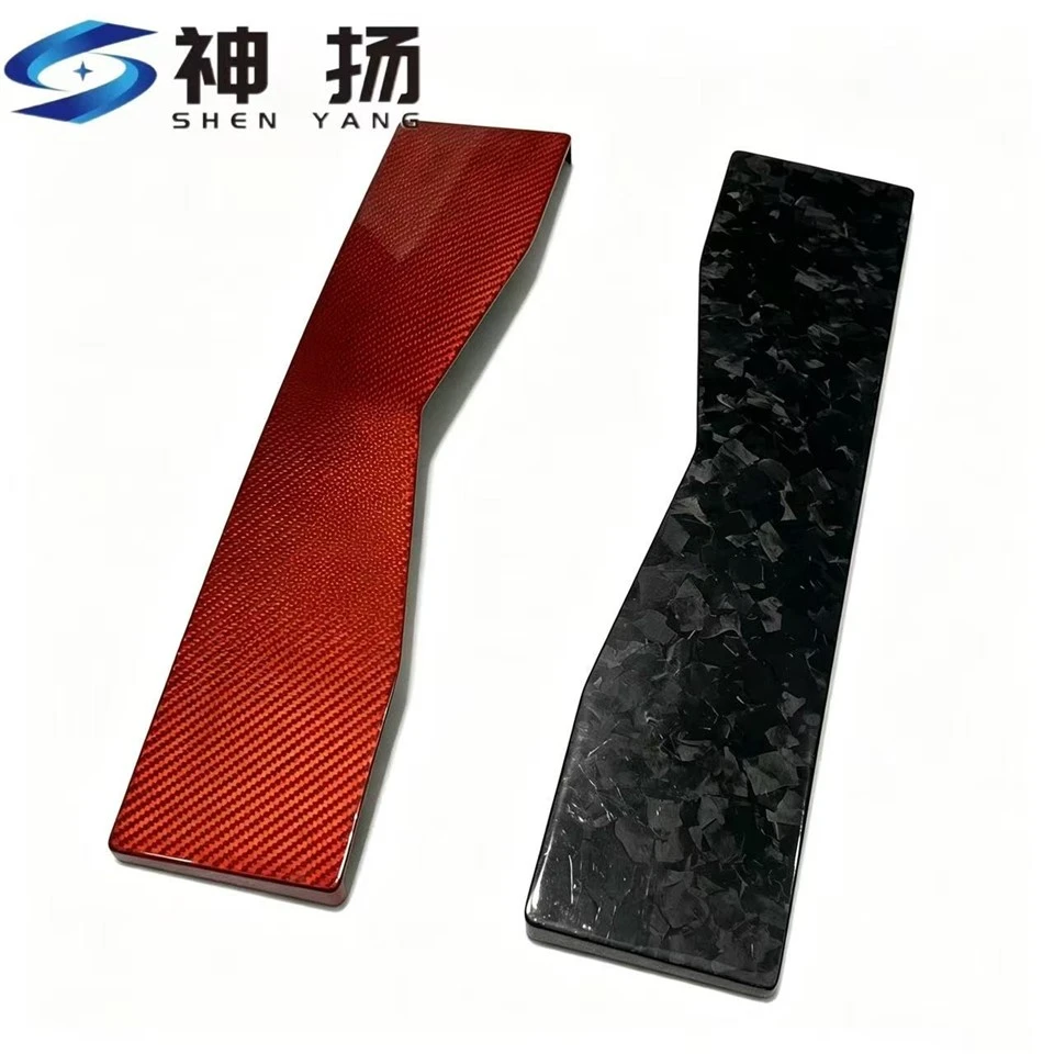 Custom CNC Cut Carbon Fiber Panel | Forged Carbon & Red 3K Twill Glossy Carbon Fiber Sheet OEM ODM best