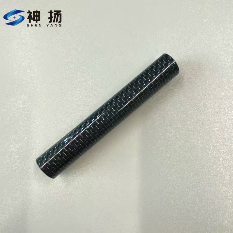 Custom Glossy Black Carbon Fiber Tube With Blue Woven Pattern | Factory Direct price
