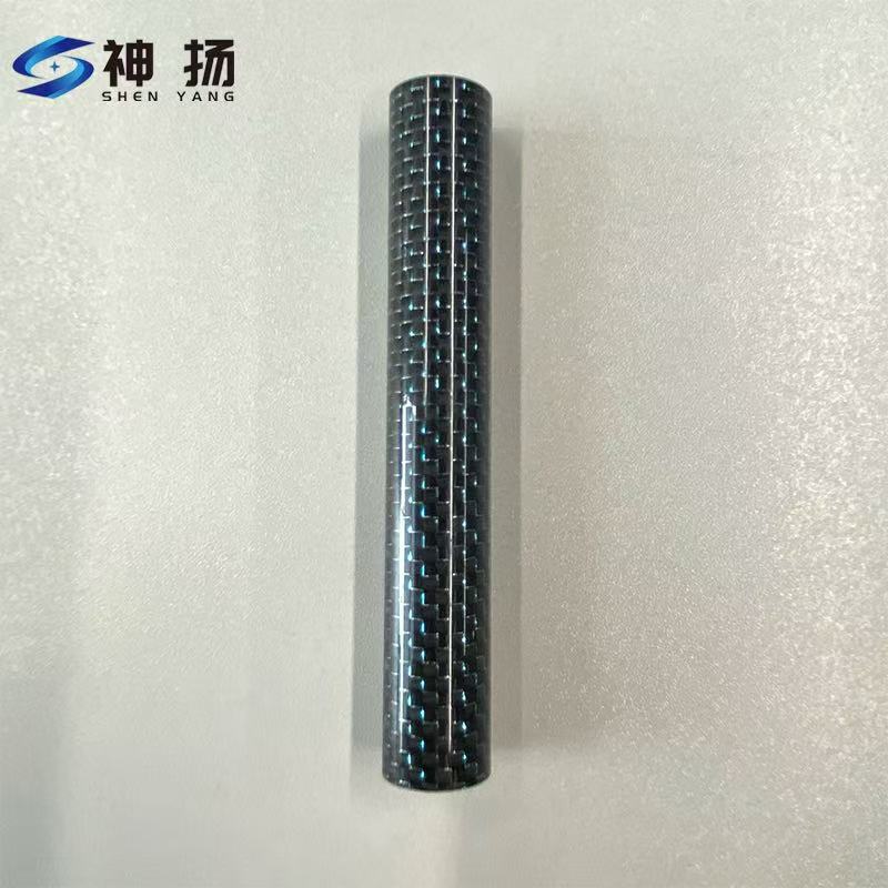 Custom Glossy Black Carbon Fiber Tube With Blue Woven Pattern | Factory Direct