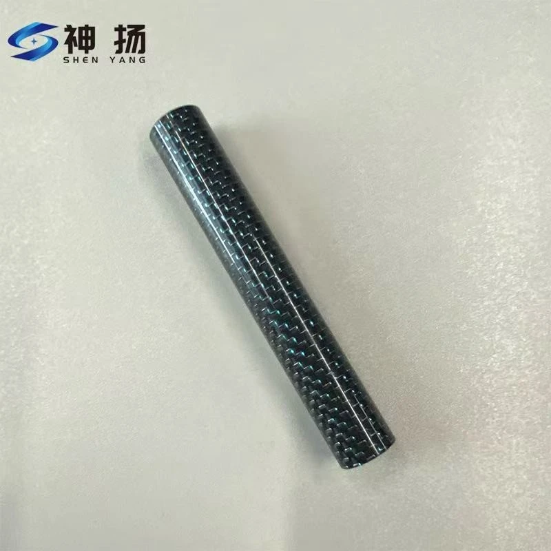 Custom Glossy Black Carbon Fiber Tube With Blue Woven Pattern | Factory Direct suppliers