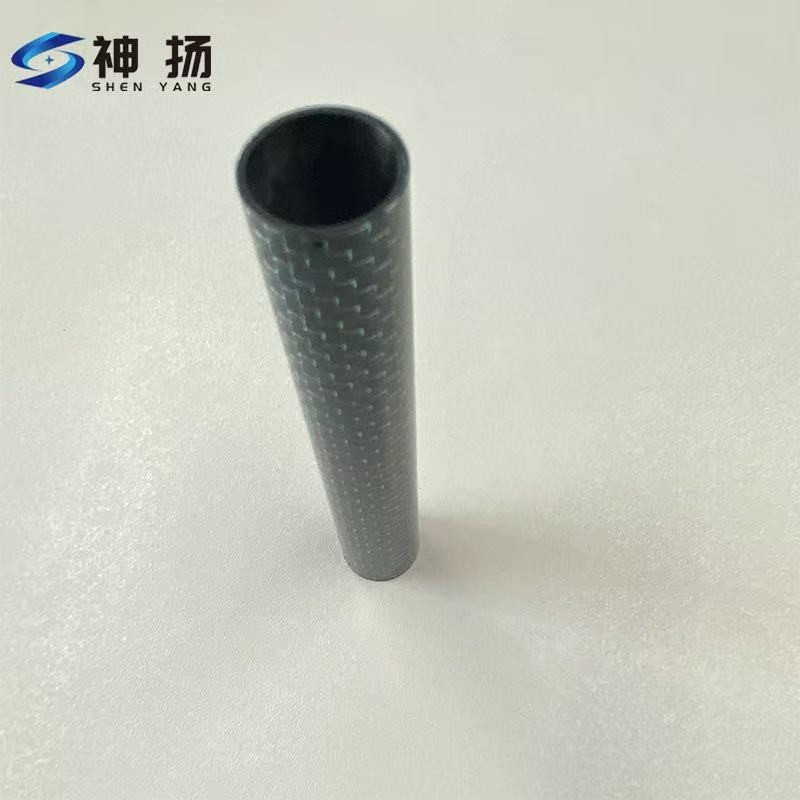 Custom Glossy Black Carbon Fiber Tube With Blue Woven Pattern | Factory Direct factory