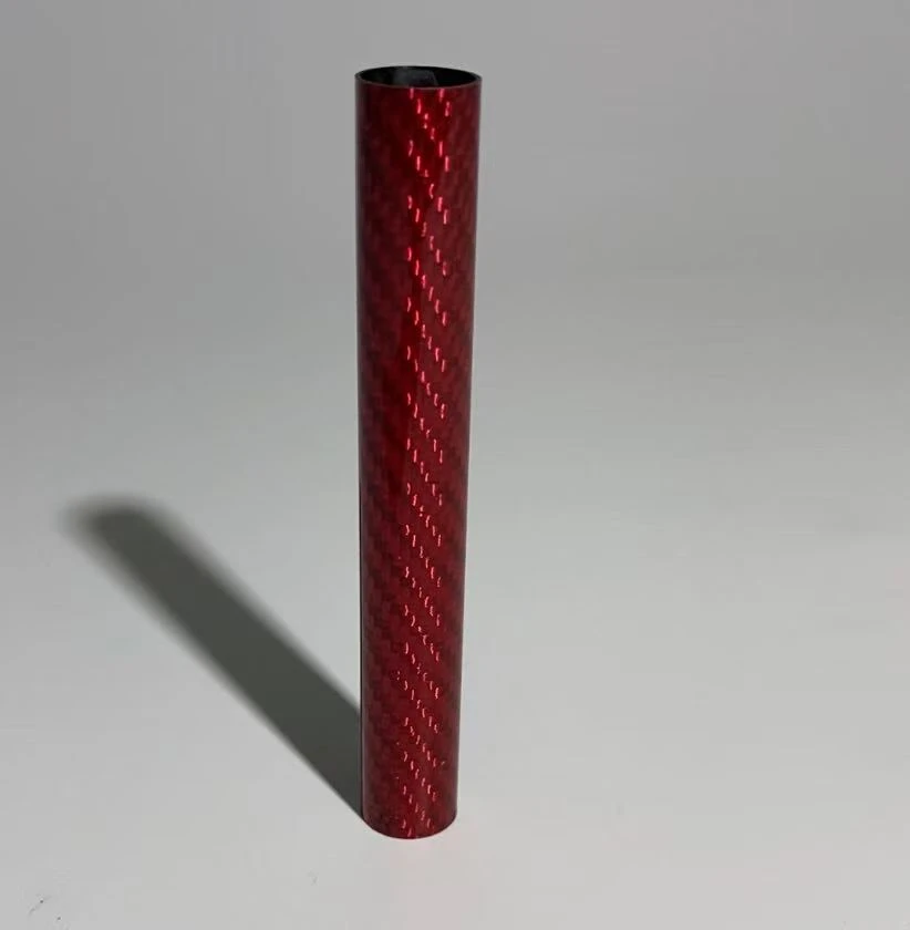 Glossy Red Composite Tube With Woven Finish